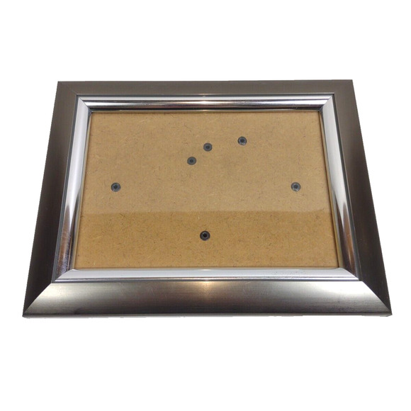 Satin Silver Toned Beveled Chrome Picture Frame 5x7 Photo Frame w Stand or Hang - Picture 7 of 11